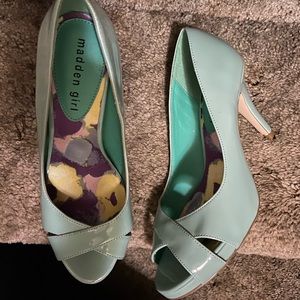 Madden Girl Gertiee Peep Toe Pump, Mint Teal, 7.5